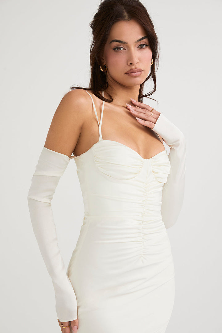Stilla | Ivory Satin Midikjole