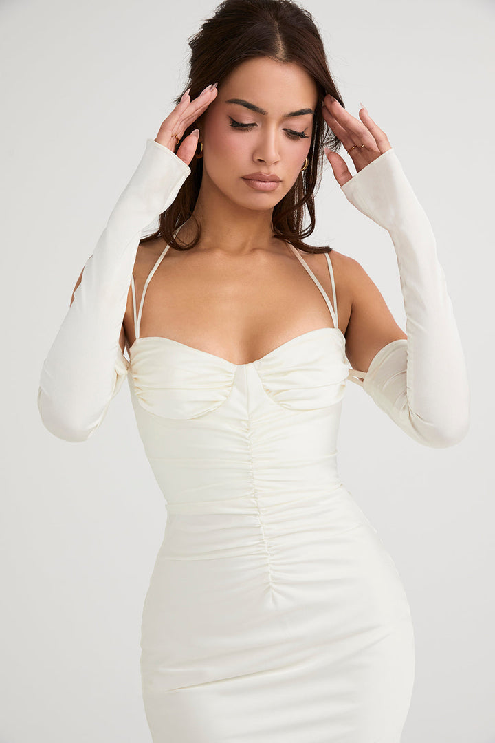 Stilla | Ivory Satin Midikjole
