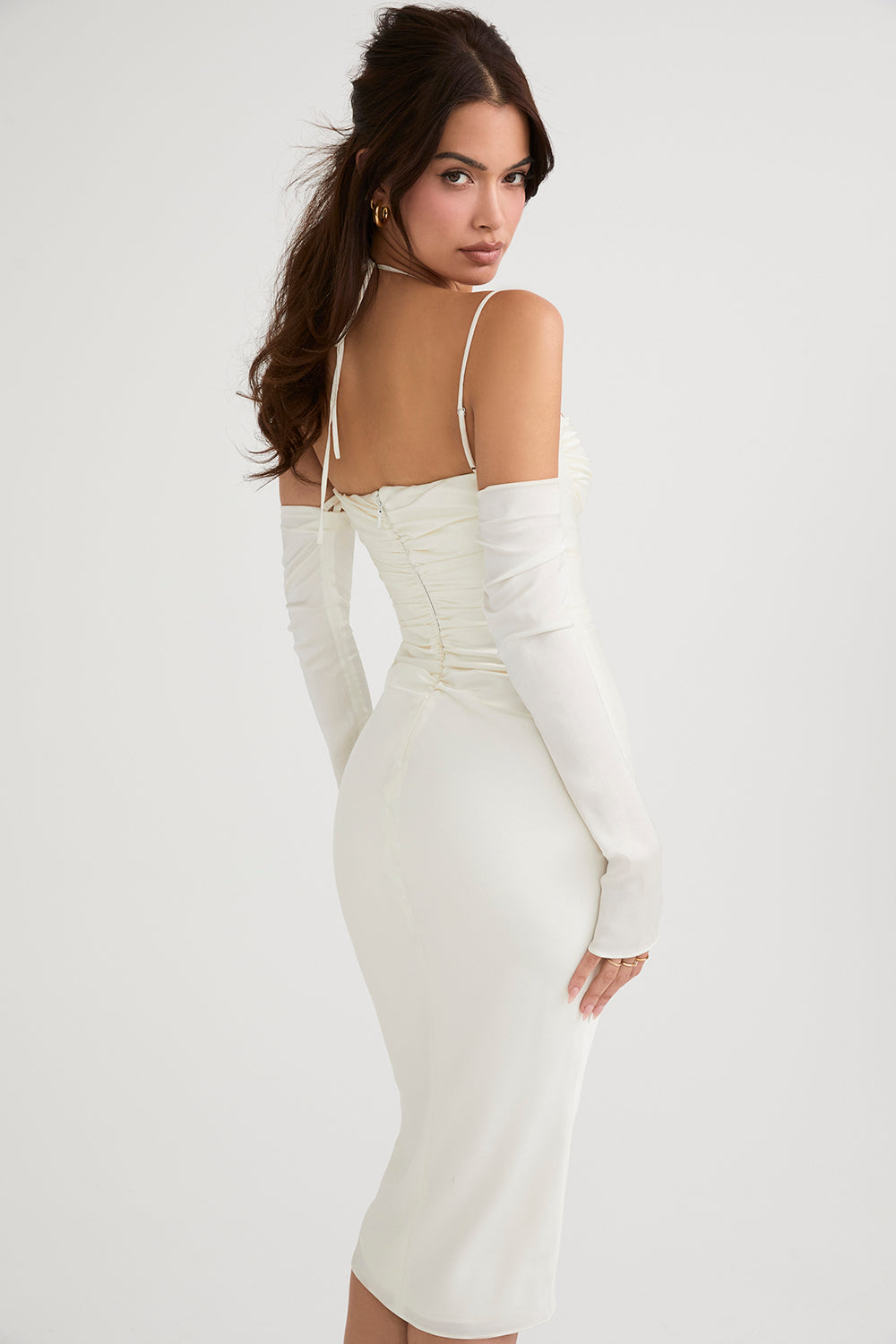 Stilla | Ivory Satin Midikjole