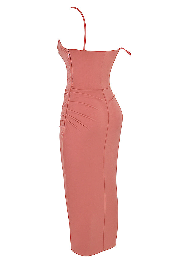 Stilla | Midikjole Med Pink Draperet Korset