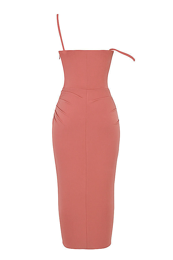 Stilla | Midikjole Med Pink Draperet Korset