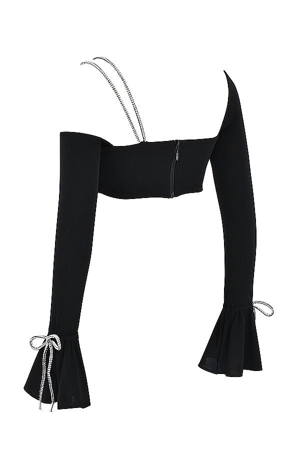 Stilla | Bandeau Top Med Sort Krystal Finish