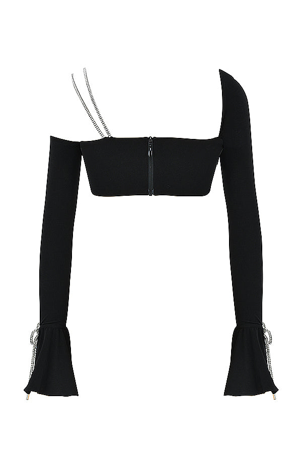 Stilla | Bandeau Top Med Sort Krystal Finish