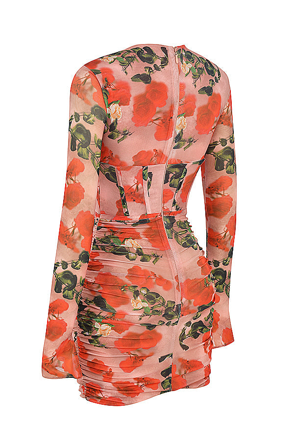 Stilla | Korset Minikjole Med Rosa Print