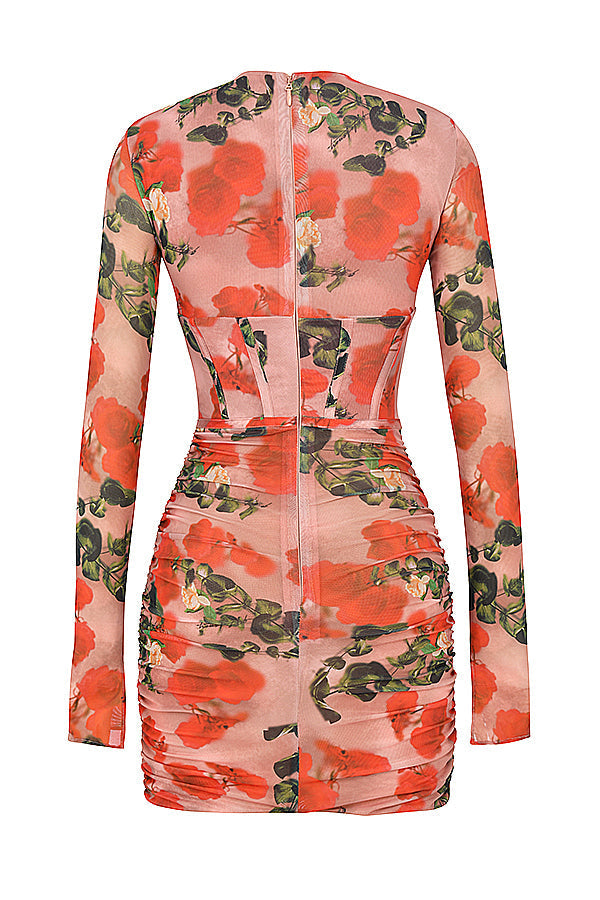 Stilla | Korset Minikjole Med Rosa Print