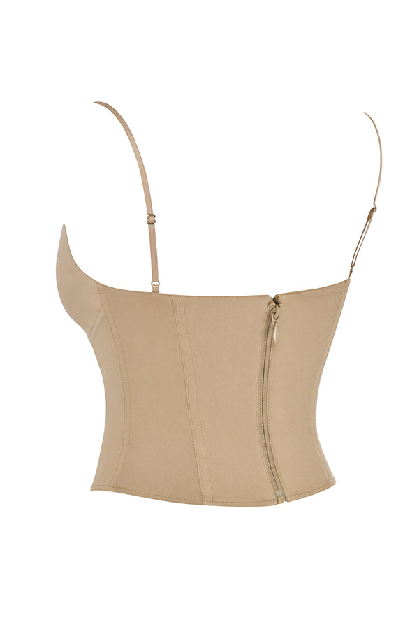 Stilla | Beige Skulptureret Korset Med Mini Nederdel
