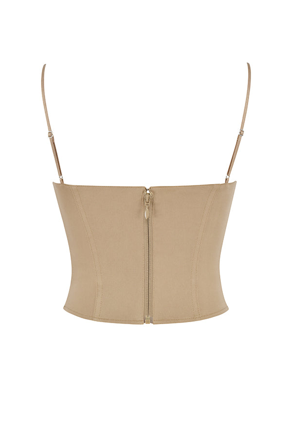 Stilla | Beige Skulptureret Korset Med Mini Nederdel