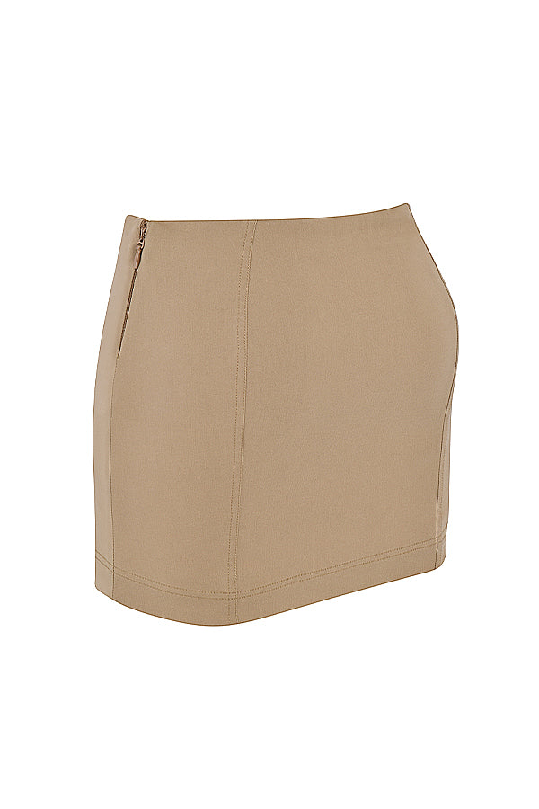 Stilla | Beige Skulptureret Korset Med Mini Nederdel