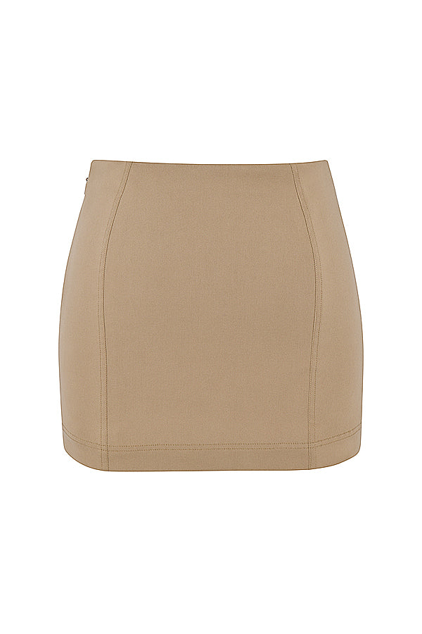 Stilla | Beige Skulptureret Korset Med Mini Nederdel