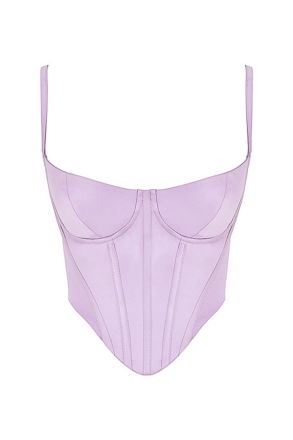 Stilla | Orchid Satin Korset Med Mini Nederdel