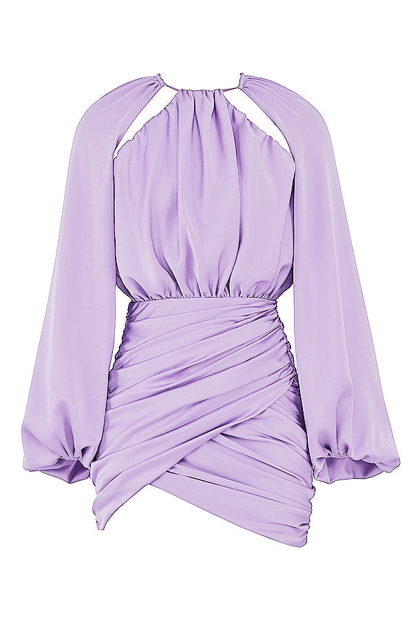 Stilla | Orchid Satin Minikjole Med Slå Om Foran