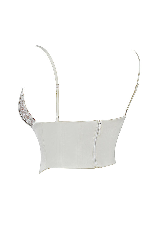Stilla | Elfenbensfarvet Satin Og Blonde Korset