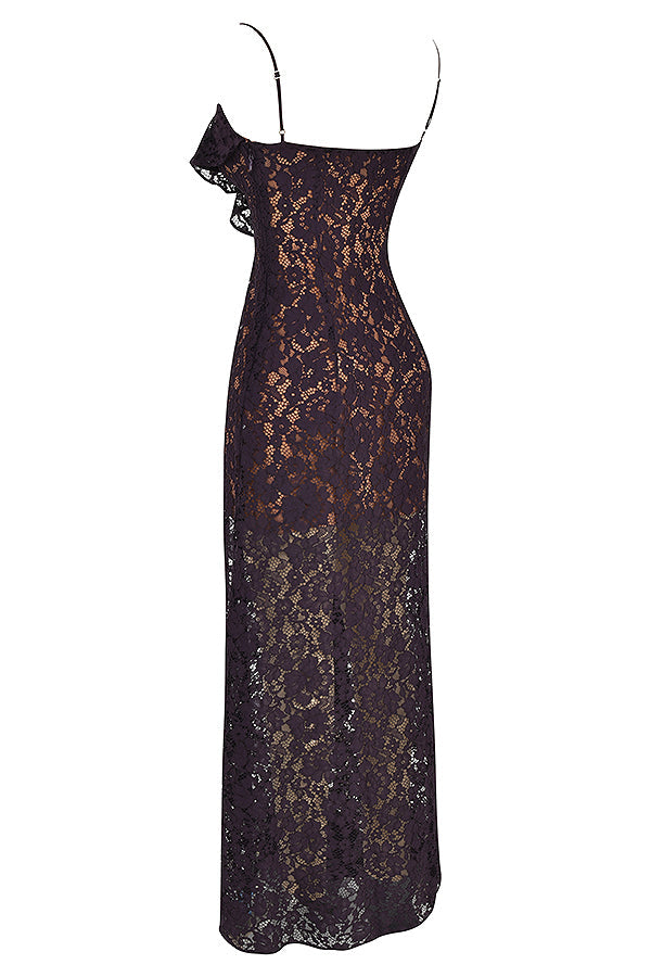 Stilla | Natskygge Maxikjole Med Blonder