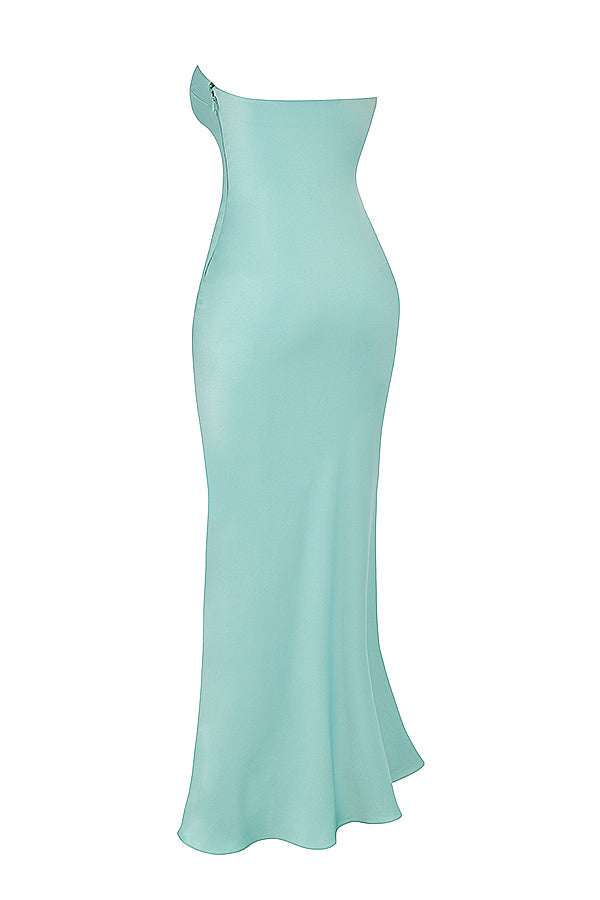Stilla | Stropløs Maxikjole Jade Satin