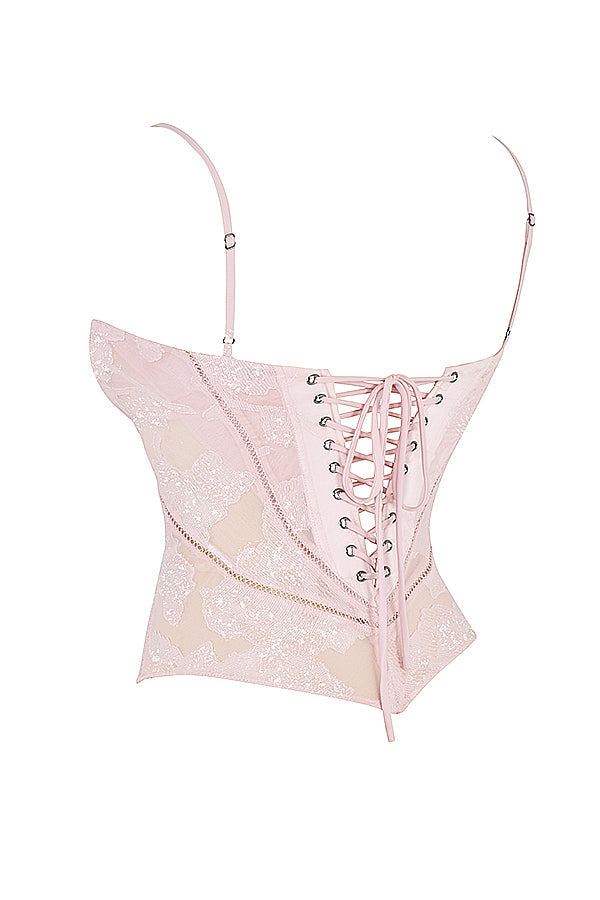 Stilla | Pink Blondetop Med Blomsterblonde