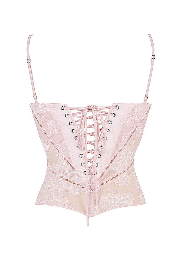 Stilla | Pink Blondetop Med Blomsterblonde