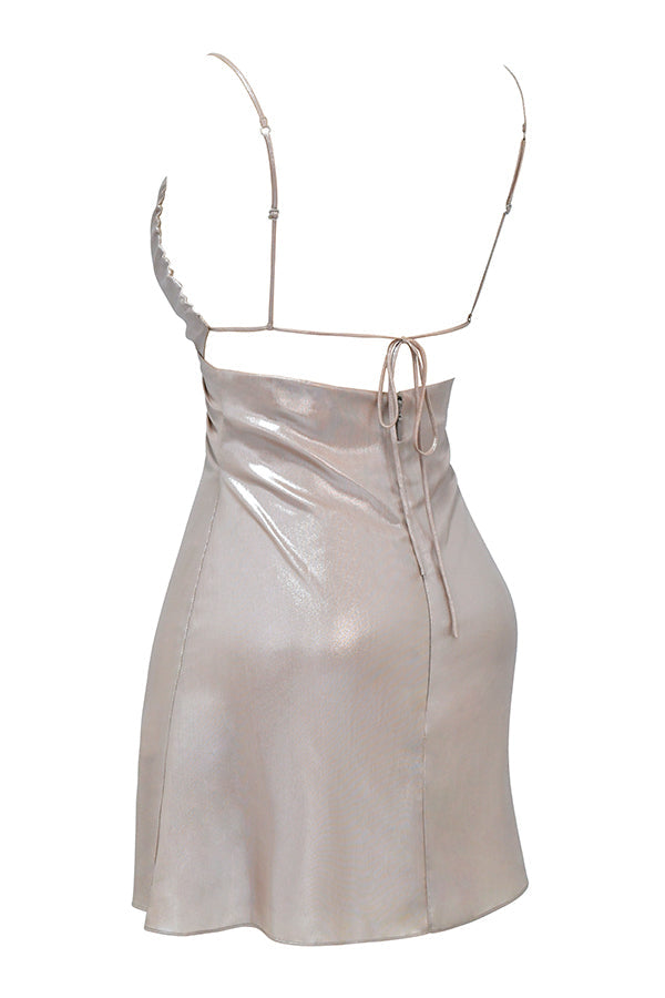 Stilla | Beige Skinnende Minikjole