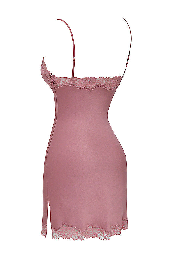 Stilla | Pink Underkjole Satin Og Blonder