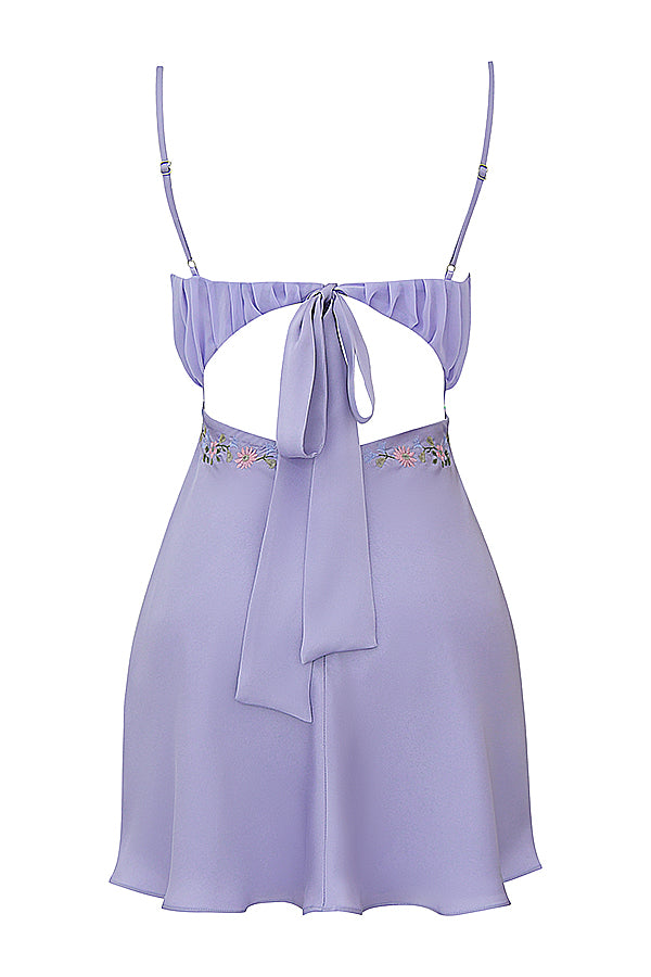 Stilla | Broderet Lavendel Mini Kjole