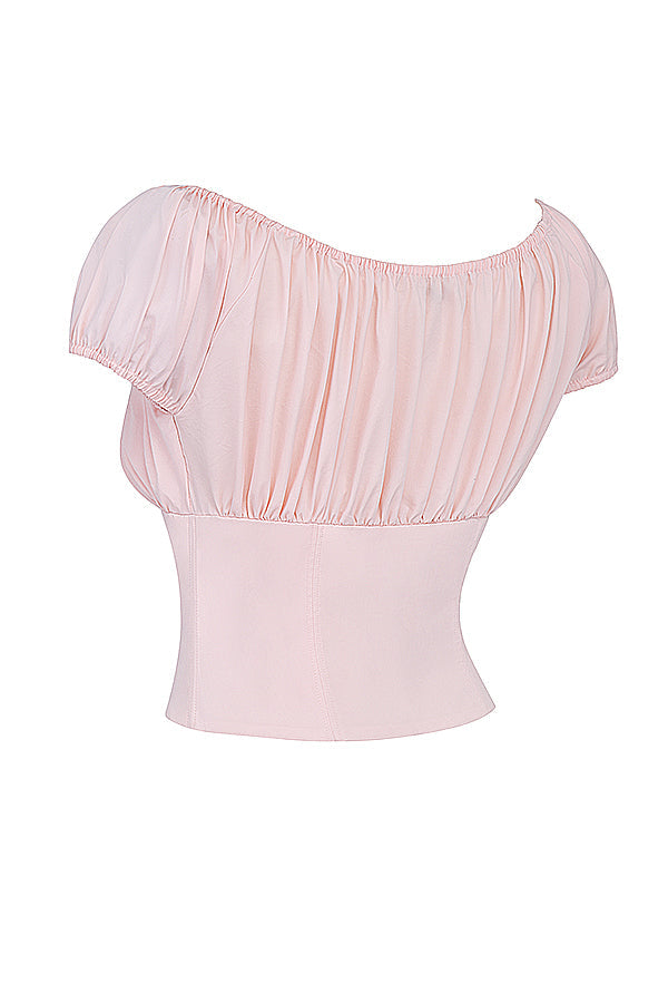 Stilla | Baby Pink Top Med Flæser