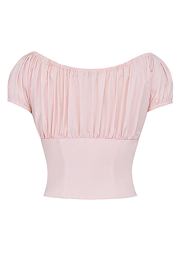 Stilla | Baby Pink Top Med Flæser