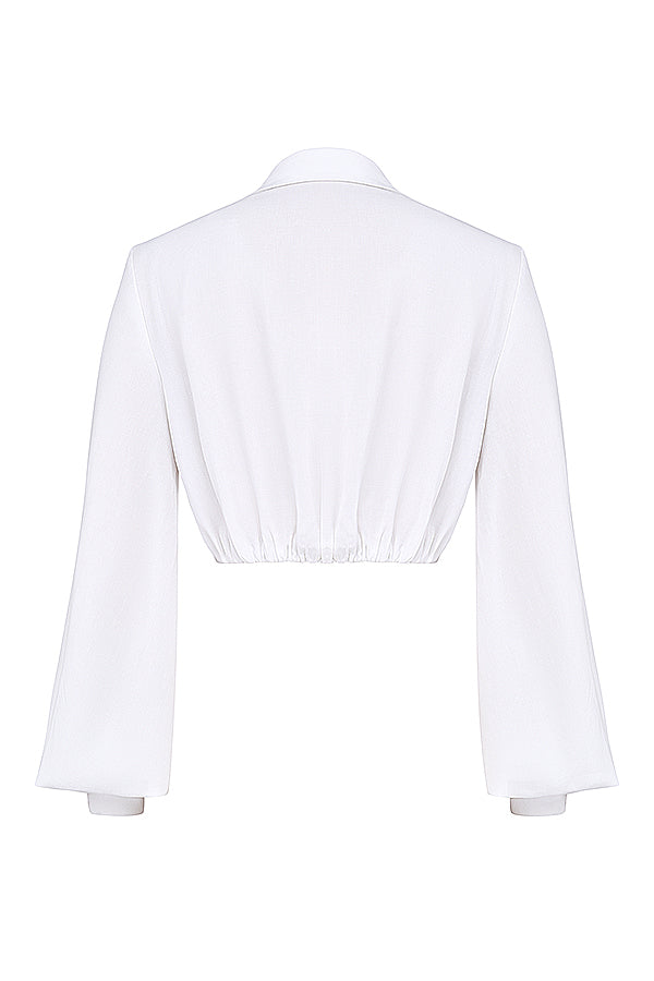 Stilla | Hvid Dyb Blouson Top Med Plisseret Maxi Nederdel