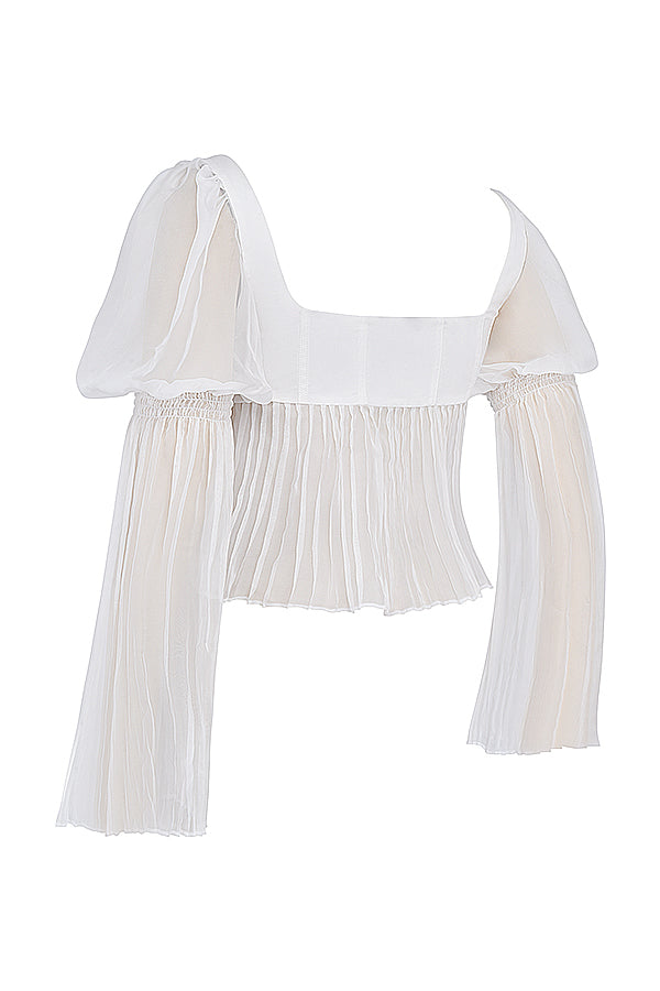 Stilla | Hvid Plisseret Top