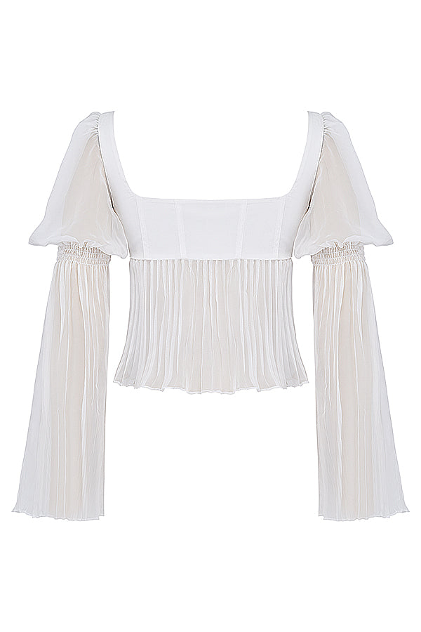 Stilla | Hvid Plisseret Top