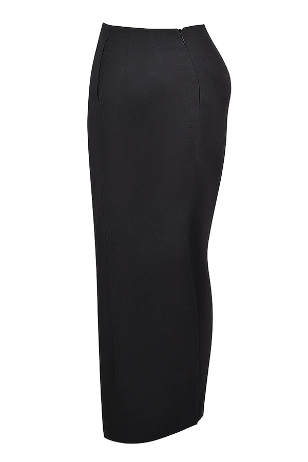Stilla | Sort Ærmeløs Smokingtop Med Twill Maxi Nederdel