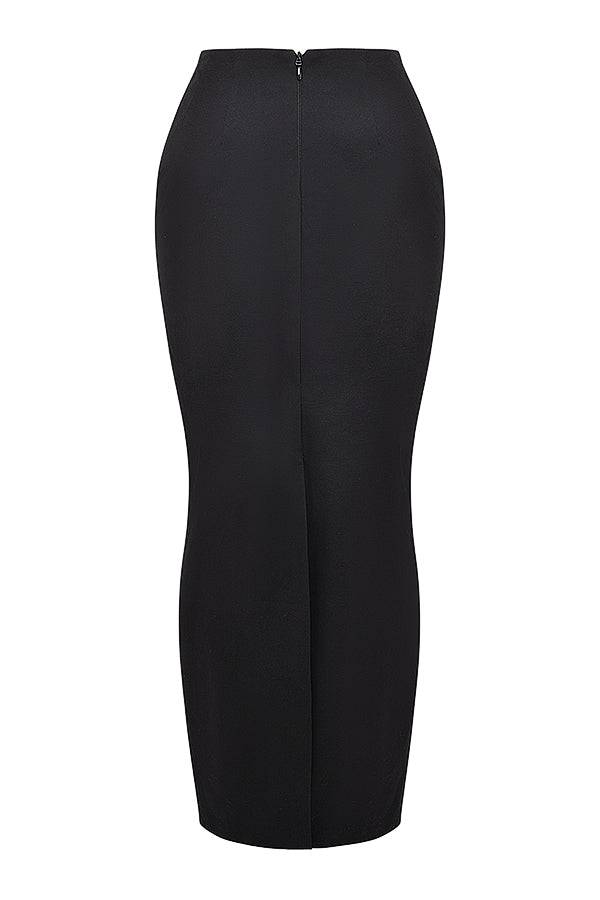 Stilla | Sort Ærmeløs Smokingtop Med Twill Maxi Nederdel