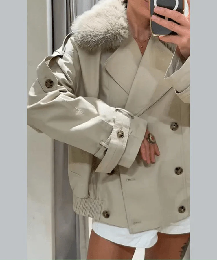 Stilla | Trench Coat med Falsk Pels