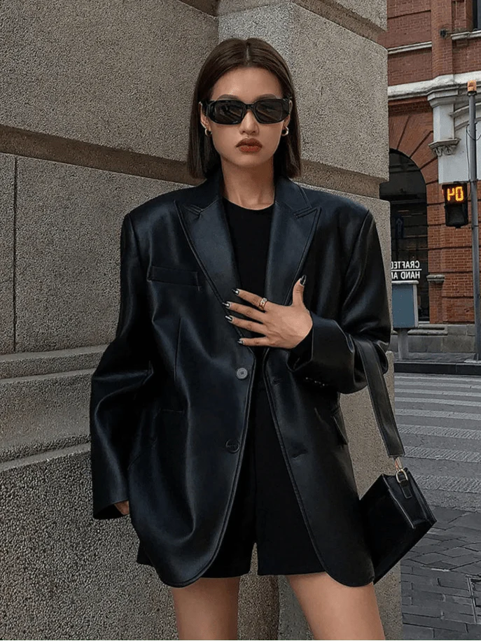 Stilla | Oversize Vegan Læder Blazer