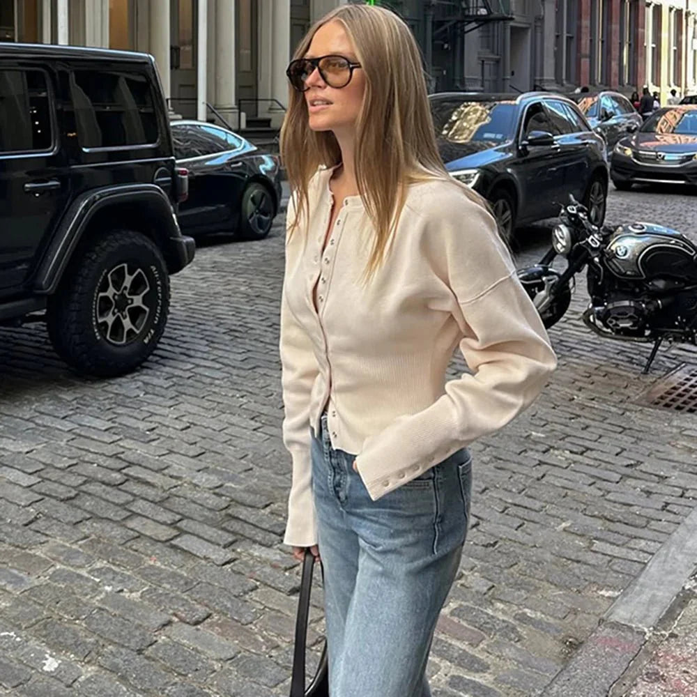 Stilla | Strikjakke med Rund Hals