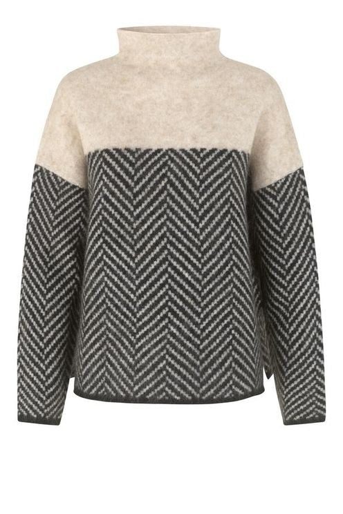 Stilla | Pullover med tofarvet rullekrave i bomuld
