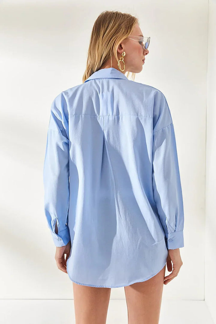 Stilla | Broderet Øjenskjorte Blå