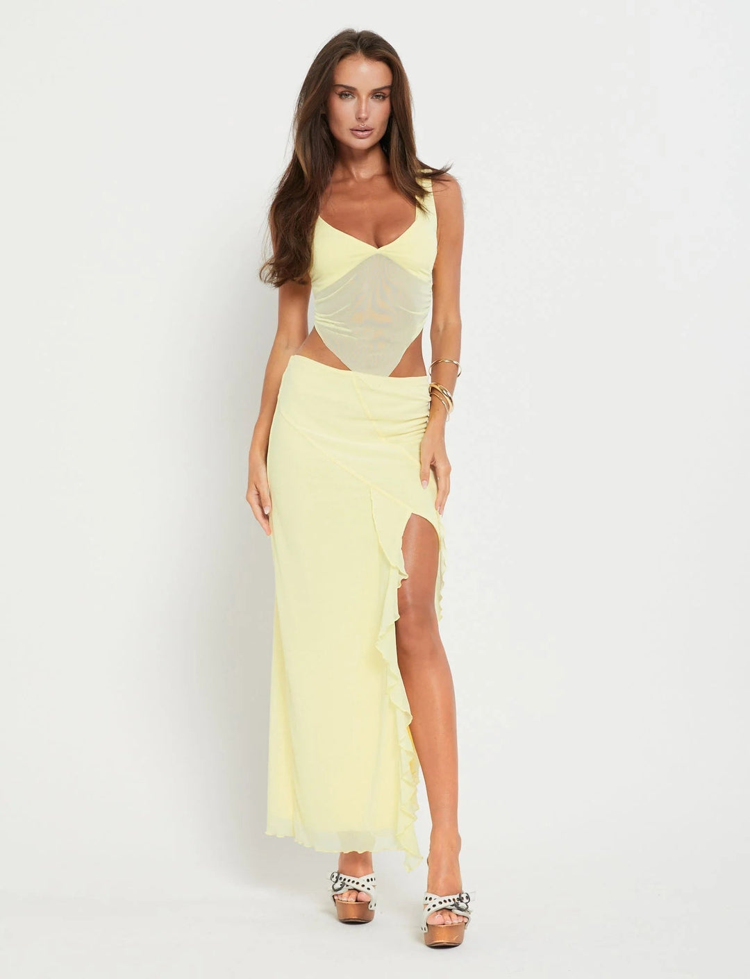Stilla | Side Split Maxi Nederdel Med Crop Top Sæt