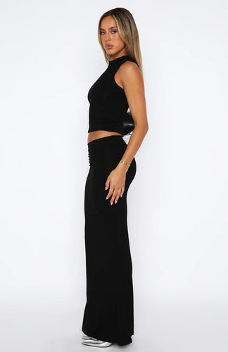 Stilla | Stretchy Maxi Nederdel Sort