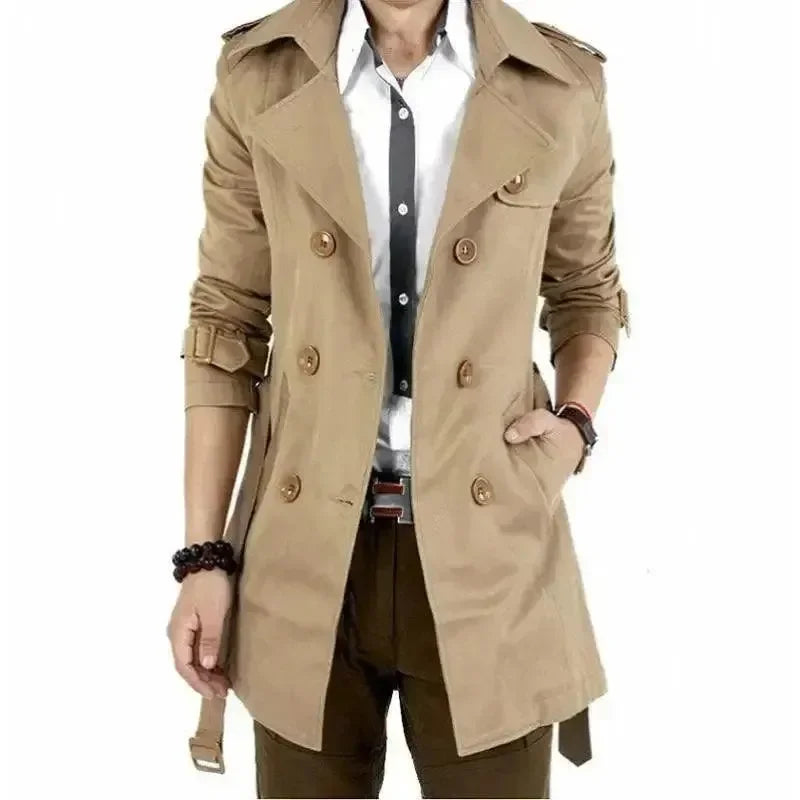 Stilla | Slim Fit Dobbeltrækker Herre-Trenchcoat