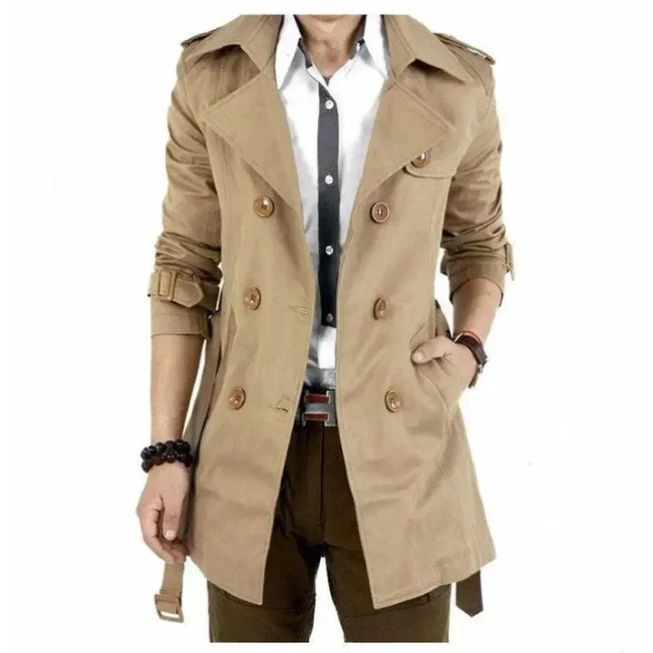 Stilla | Slim Fit Dobbeltrækker Herre-Trenchcoat