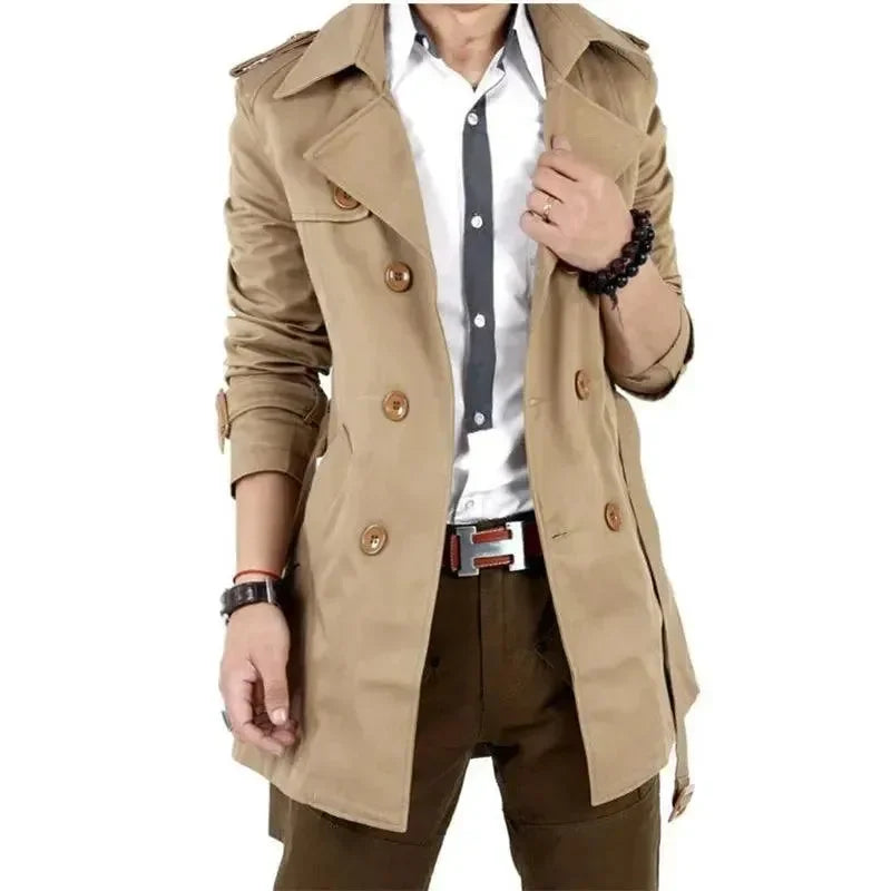 Stilla | Slim Fit Dobbeltrækker Herre-Trenchcoat