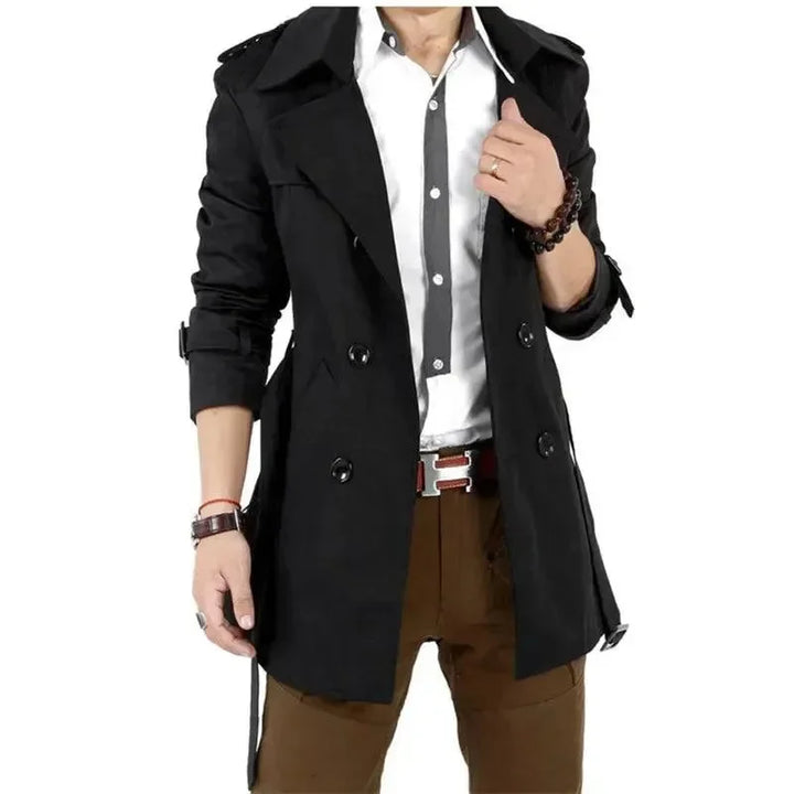 Stilla | Slim Fit Dobbeltrækker Herre-Trenchcoat