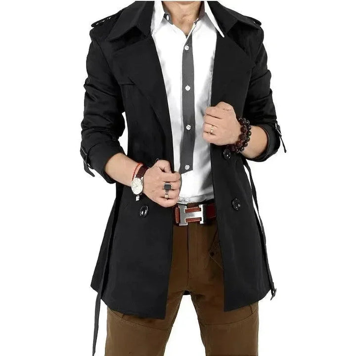 Stilla | Slim Fit Dobbeltrækker Herre-Trenchcoat