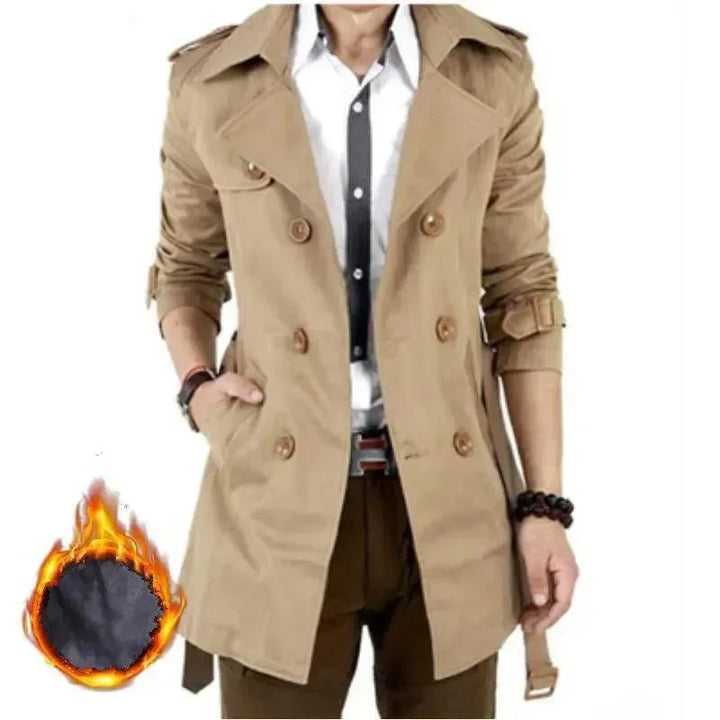 Stilla | Slim Fit Dobbeltrækker Herre-Trenchcoat