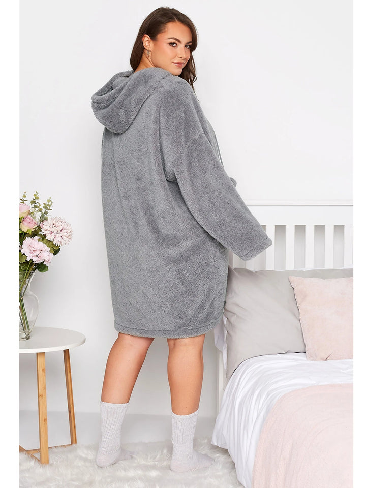 Stilla | Snuggle Plus Størrelser Teddy Hoodie Kjole