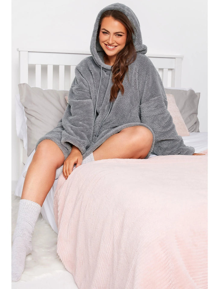 Stilla | Snuggle Plus Størrelser Teddy Hoodie Kjole