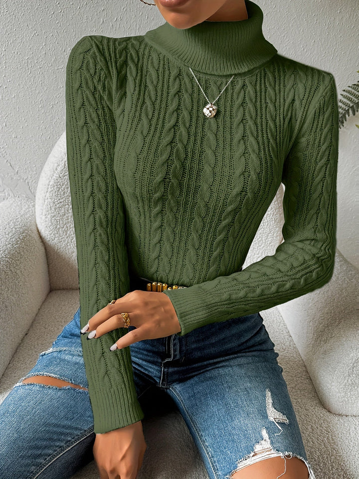 Stilla | Solid Kabelstrik Rullekrave sweater til kvinder