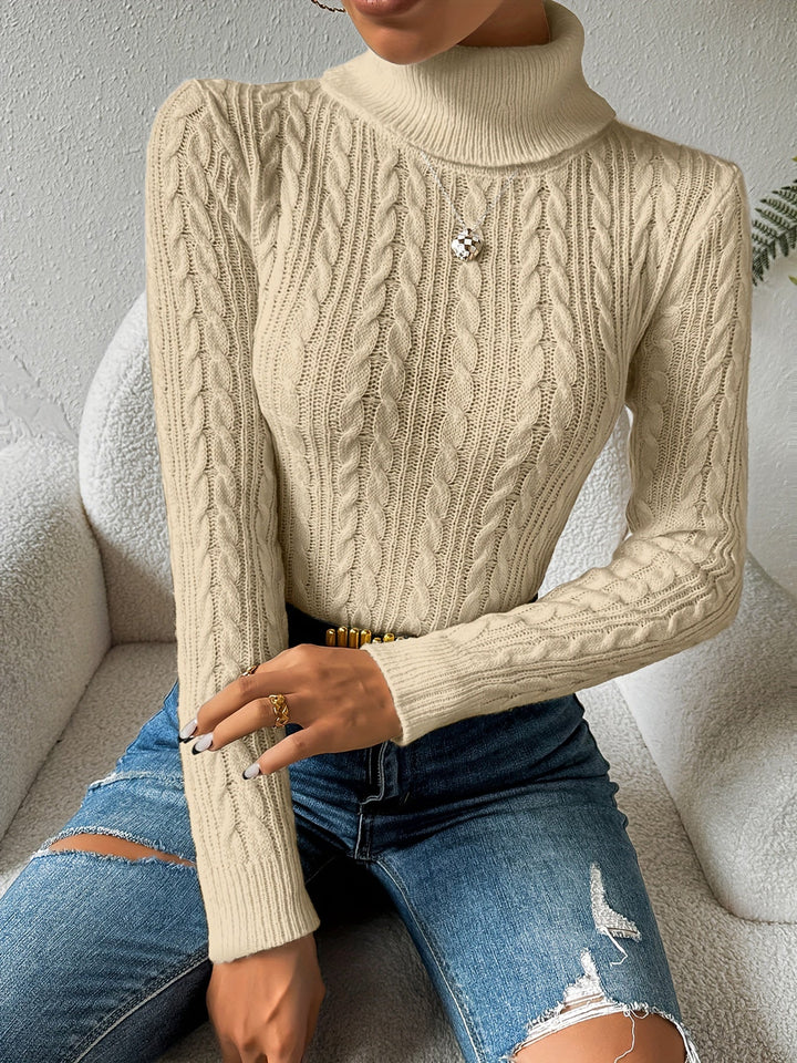 Stilla | Solid Kabelstrik Rullekrave sweater til kvinder