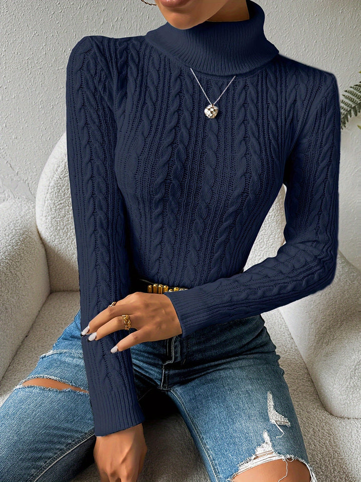 Stilla | Solid Kabelstrik Rullekrave sweater til kvinder
