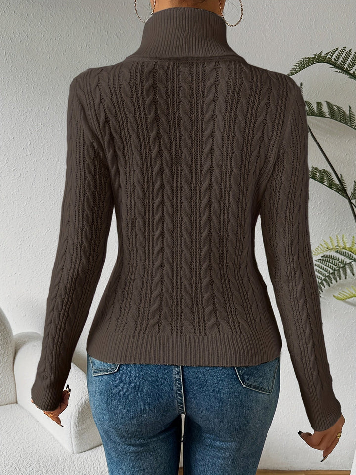Stilla | Solid Kabelstrik Rullekrave sweater til kvinder