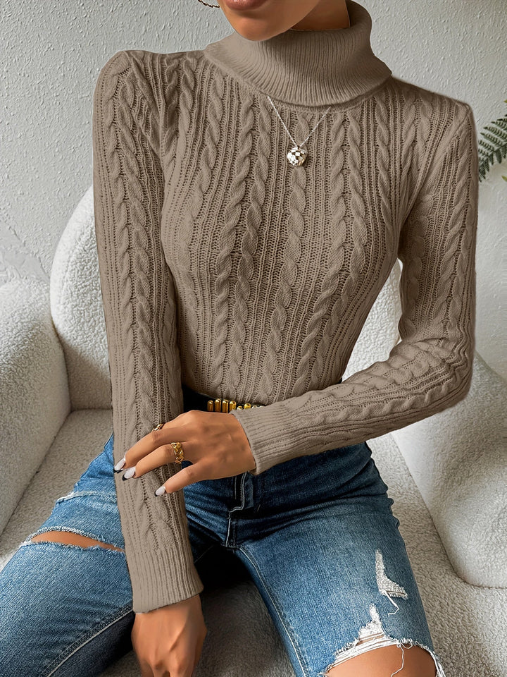 Stilla | Solid Kabelstrik Rullekrave sweater til kvinder